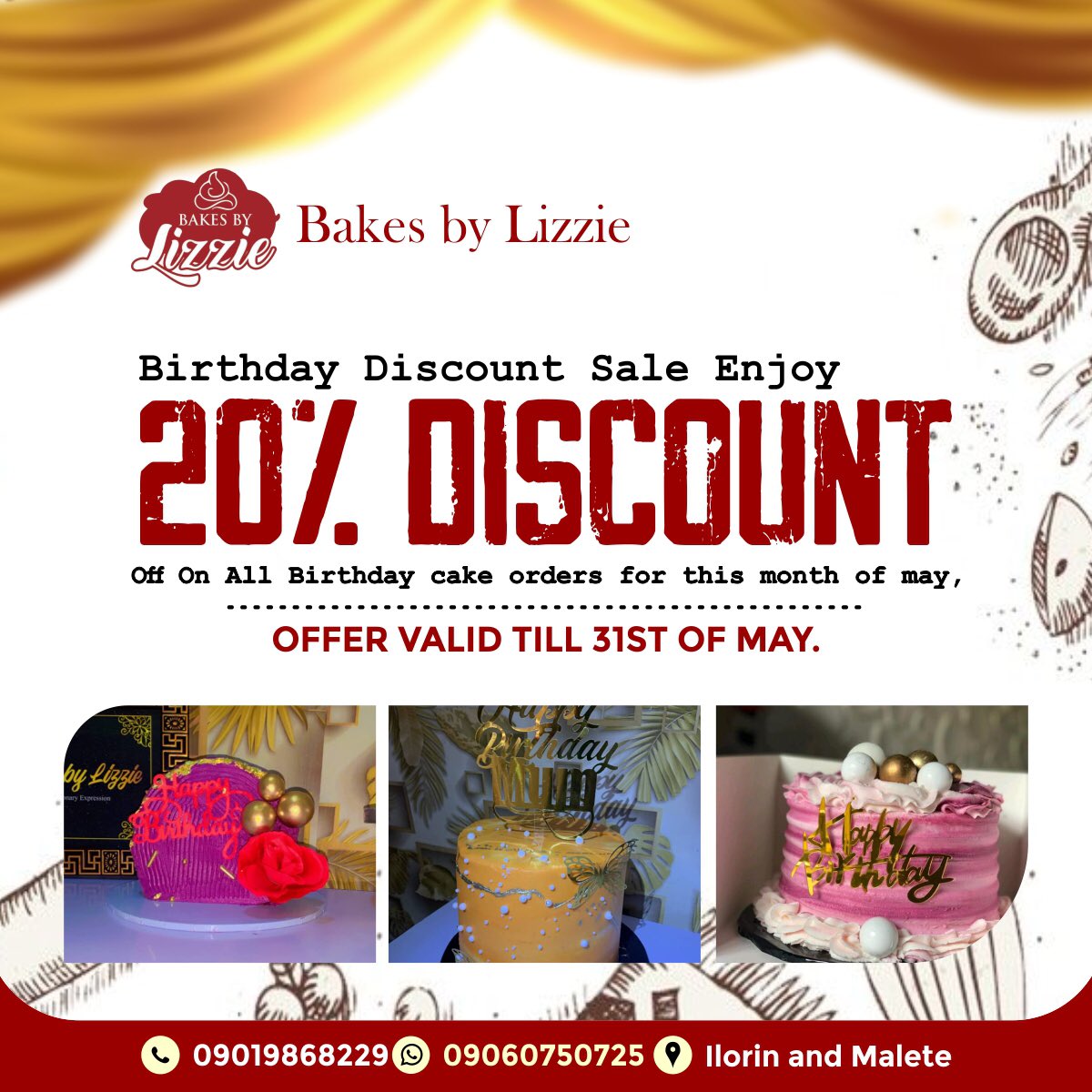 ToyyibDesign's tweet photo. E-Flyer design for Bakesbylizzie @hormotoshohub
Need a flyer design send us a DM let change your idea into stunning design
#graphic #grahicdesigner #logo #logodesigner #brand #brandidentity #flyer #flyerdesign #printing #designer #logoinspirations #eflyers #eflyersdesign https://t.co/PQ07zfrESJ
