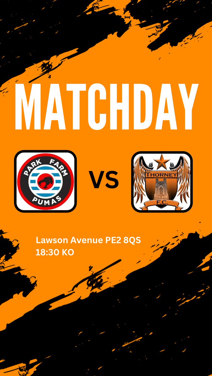 This evening our men’s team travel across town to Park Farm

📍 Lawson Avenue, PE2 8QS
⏰ 18:30 KO
🏆PDFL