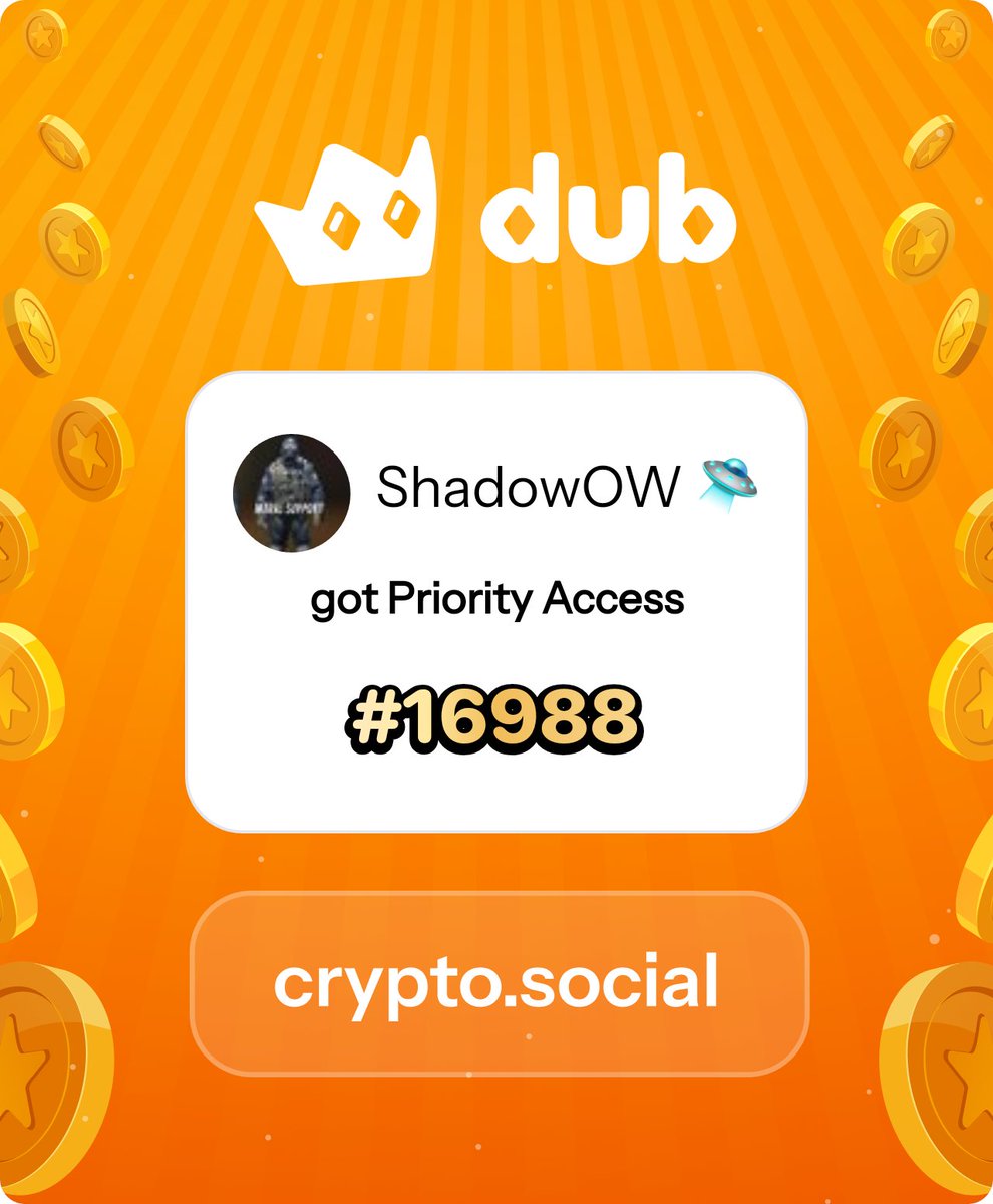 ShadowOW3's tweet image. I just got Priority Access to Dub! Let’s make memecoins PvE again. Get in early™. dub.social