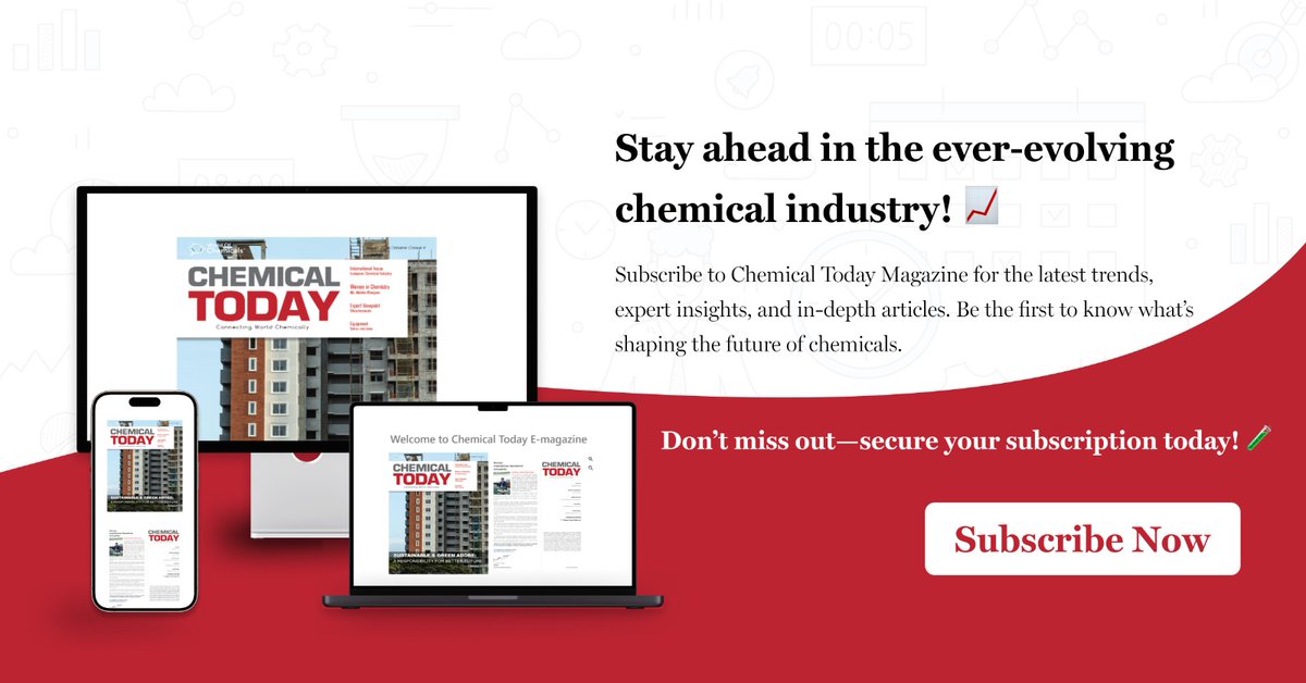CHEMICAL_TODAY_'s tweet image. Chemical Today Magazine !!
Subscribe and stay updated!!
chemicaltoday.in/subscribe
#chemicaltoday #subscribe #chemicalmagazine