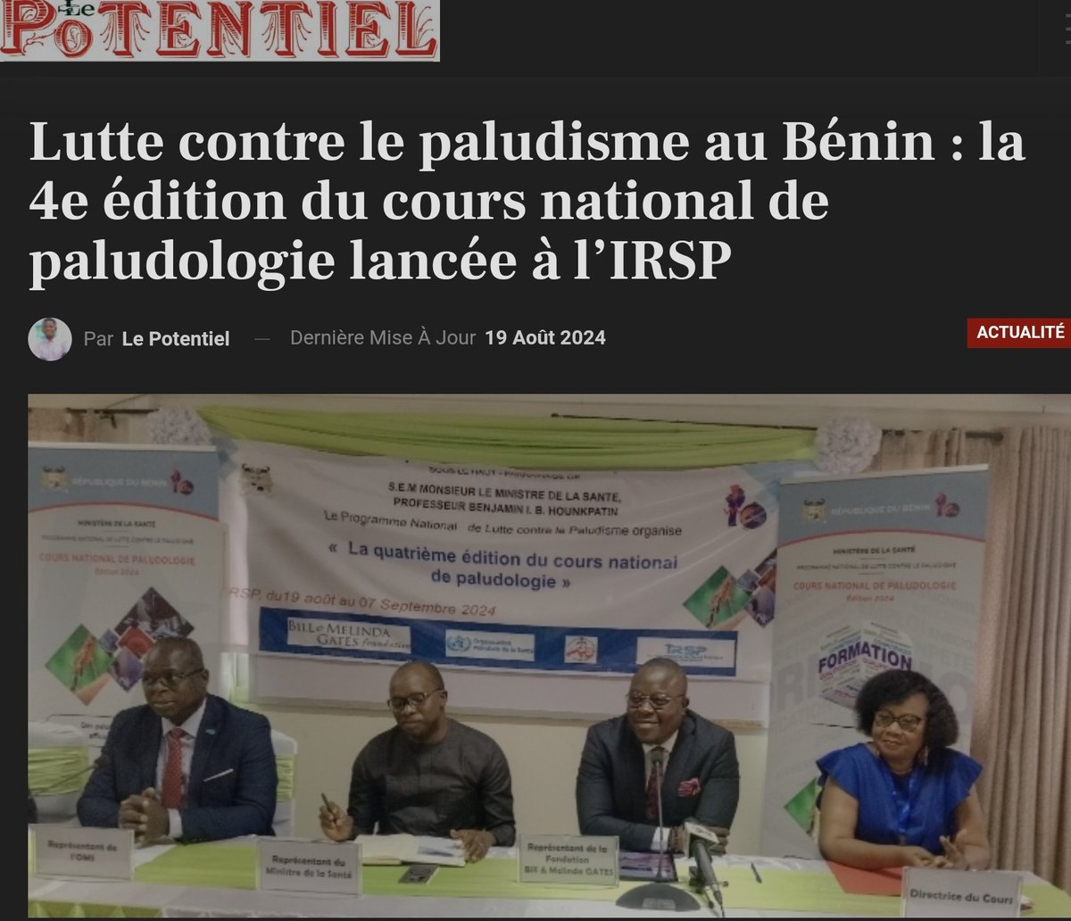 Happy to launch the 4 th edition of the malariology and  Subnational tailoring training in Ouidah on August 19, 2024