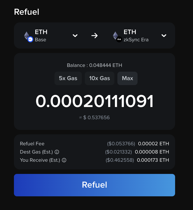 DYOR_WAGMI's tweet photo. ⛽️ @xyfinance #XY Refuel (alpha) is LIVE now. 

You can easily get native token on @zksync, @base, @arbitrum! 

More chains will be supported very soon! We are providing the cheapest gas refuel to all multichain users.

DM me if you want your chain have this feature too🔥 https://t.co/6EVHVPyJXW