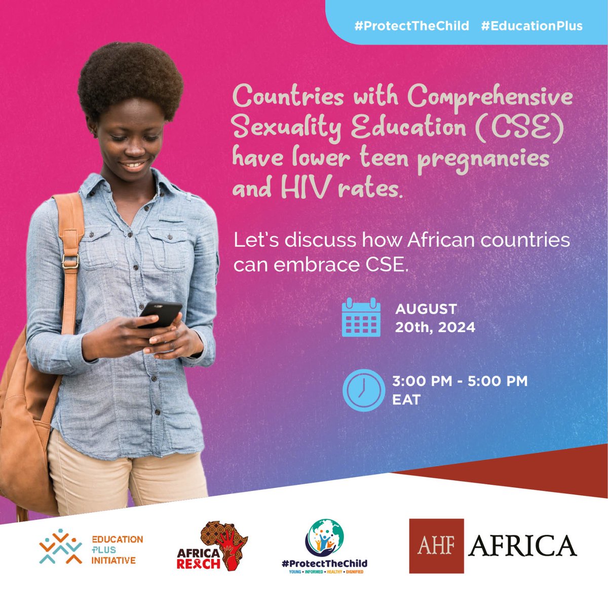 Let’s create a supportive environment for CSE in Africa. Join our webinar on 20/08/2024
#ProtectThechild
#EducationPlus

<a href="/AIDSHealthcare/">AIDS Healthcare</a> 
<a href="/ahfkenya/">AHF Kenya</a>
<a href="/nsdcc_kenya/">National Syndemic Diseases Control Council</a> 
<a href="/AYARHEP_KENYA/">AYARHEP-KENYA</a>
<a href="/EducPlus2025/">Education Plus Initiative</a>
<a href="/AfricaREACH1/">AfricaREACH</a>
<a href="/ahfafrica/">AHF Africa</a>