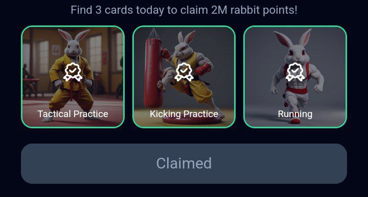 ListingGiveaway's tweet image. Rocky Rabbit Superset Daily Combo - August 20 

Tactical Practice: Coach Tab → Claim Tab → Sparring

Kicking Practice: Coach Tab → Claim Tab → Teaching Basic Techniques

Running: Fighter Tab → Claim Tab → Strength and Endurance Training

#RockyRabbit #dailycombo #tap2