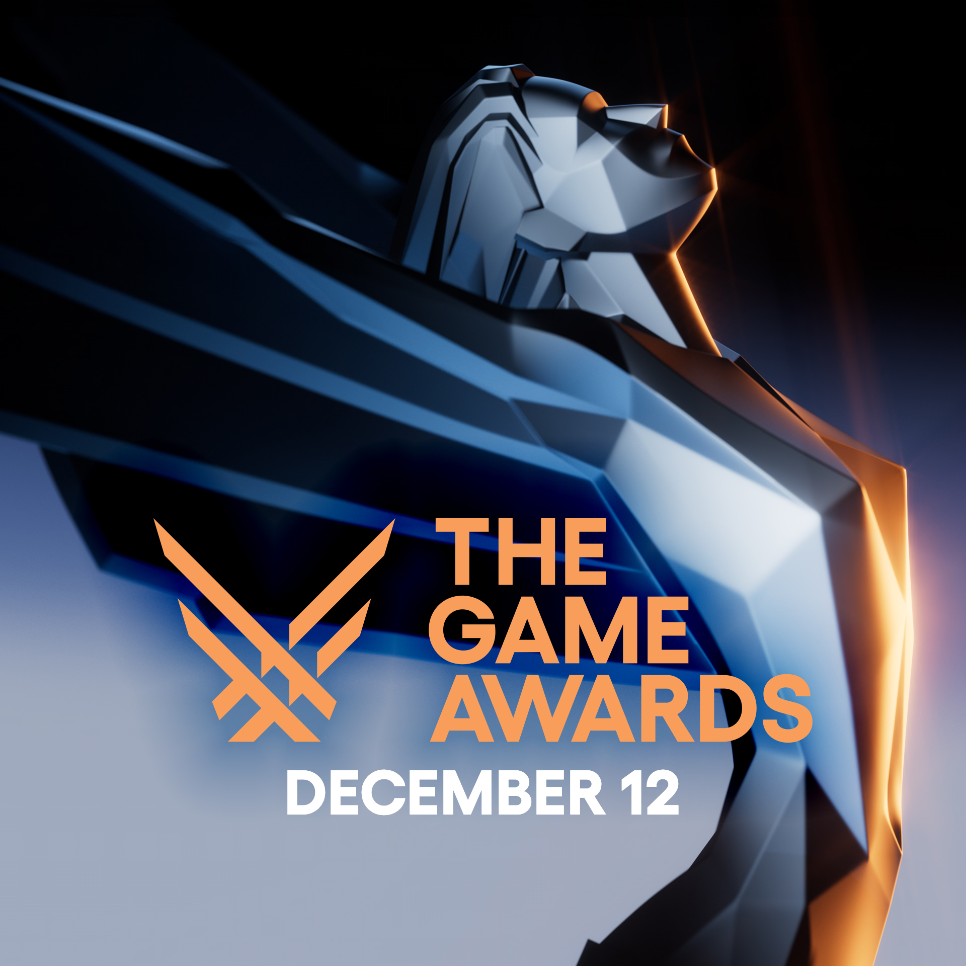 The Game Awards statue on a blue background, with the show logo and "December 12" date.