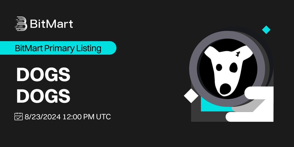 BitMartExchange's tweet photo. #BitMart is thrilled to announce the primary listing of DOGS(DOGS) @realDogsHouse🔥

The image of DOGS is inspired by Spotty, a mascot created by TON founder Pavel Durov for the Telegram community, embodying its unique spirit and culture.

💰Trading pair: $DOGS/USDT
💎Deposit: 08/23/2024 12:00 PM UTC
💎Trading: 08/23/2024 12:00 PM UTC

Learn more:https://t.co/31Bq7xuJyr