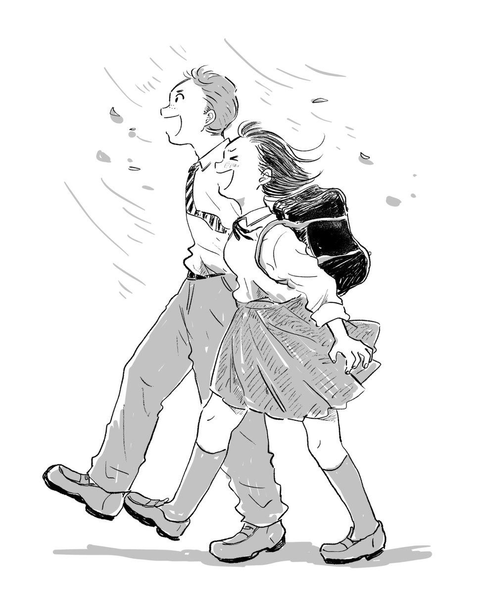 そういえば学生カップルの青春漫画をあまり描いたことがない #落書き