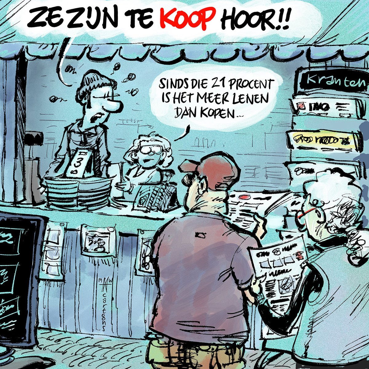Er gaat weinig boven een papieren krant. Houd nieuwsmedia voor eenieder bereikbaar en deel de strip van de dag via stripdebtw.nl. De cartoon van vandaag is van @MaartenWolterink. #stripdebtw #geenhogerebtw
