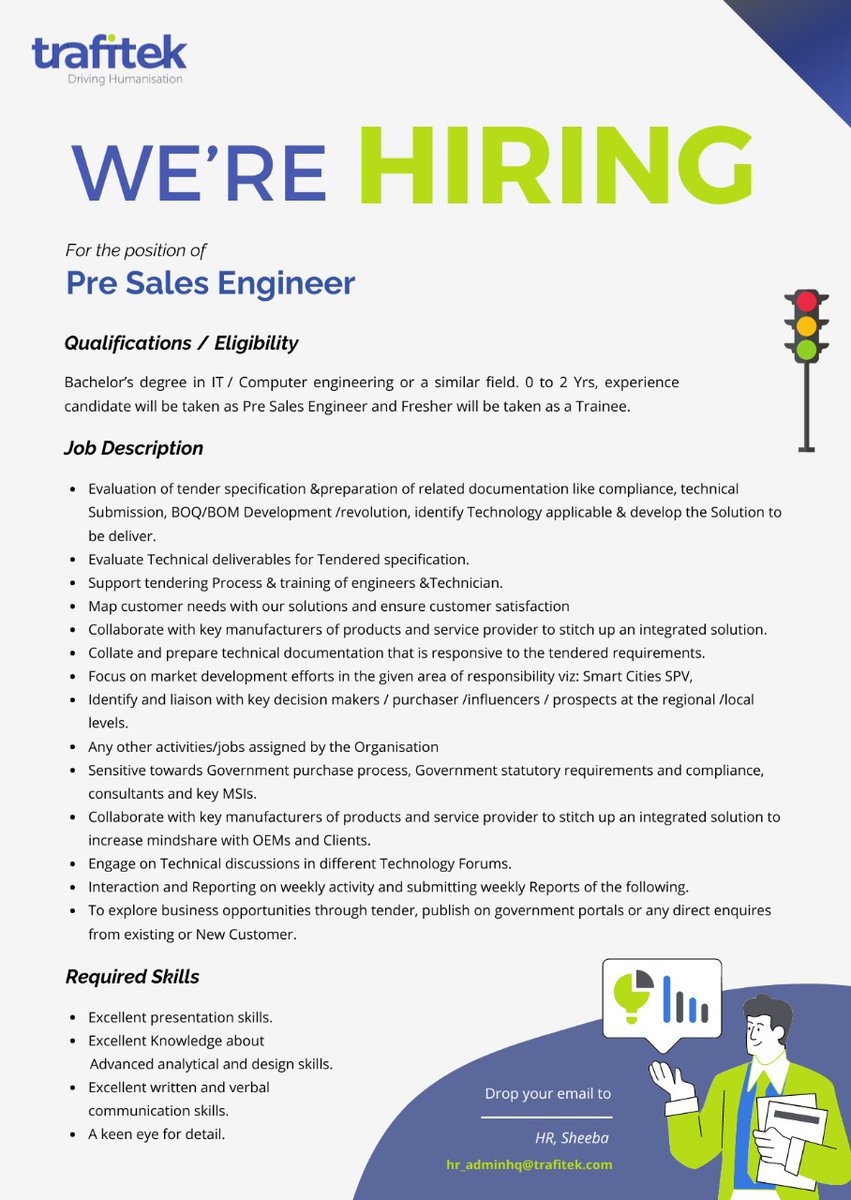TrafitekO's tweet photo. *Urgent Job Opening*
We immediately need highly skilled and experienced people to join our team. 

Please submit your resume at hr.adminhq@trafitek.com

#jobopportunity #jobpost #employment #job #hiring #recruitment #employment #work https://t.co/1s1j6znjUi