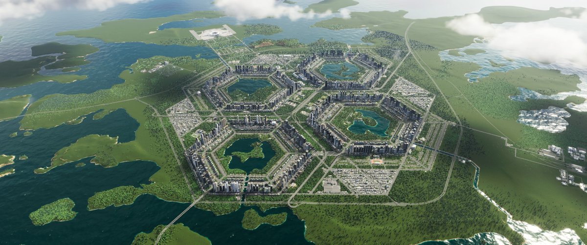 Hexagons are bestagons according to sausone, who has created this wonderful city out of them!