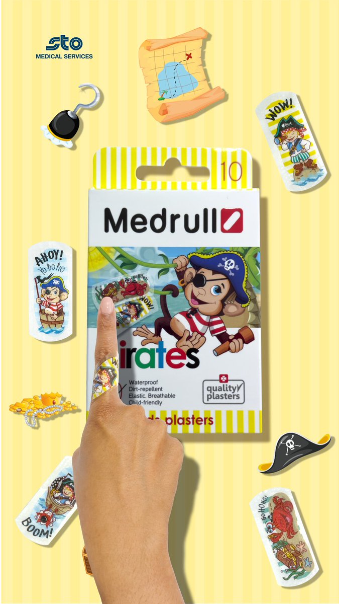 StoMedical's tweet photo. Hypoallergenic, breathable, and cute! 
#MEDRULL plasters are perfect for any occasion.🩹 
#bandaids #hellokitty #pirates #natural #calm #soothing #healing https://t.co/OXl7RruyLx