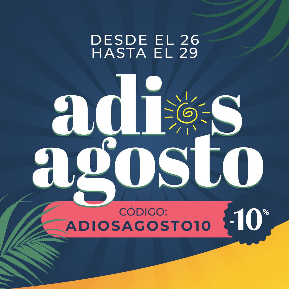 ¡Uff, qué calorrrrrr, verdad? ☀️📷 Por eso, para hacer más llevadero este calor y despedir agosto con estilo, hemos decidido lanzar nuestra promoción "Adiós Agosto" con un 10% de descuento en toda la tienda. 📷 🎉