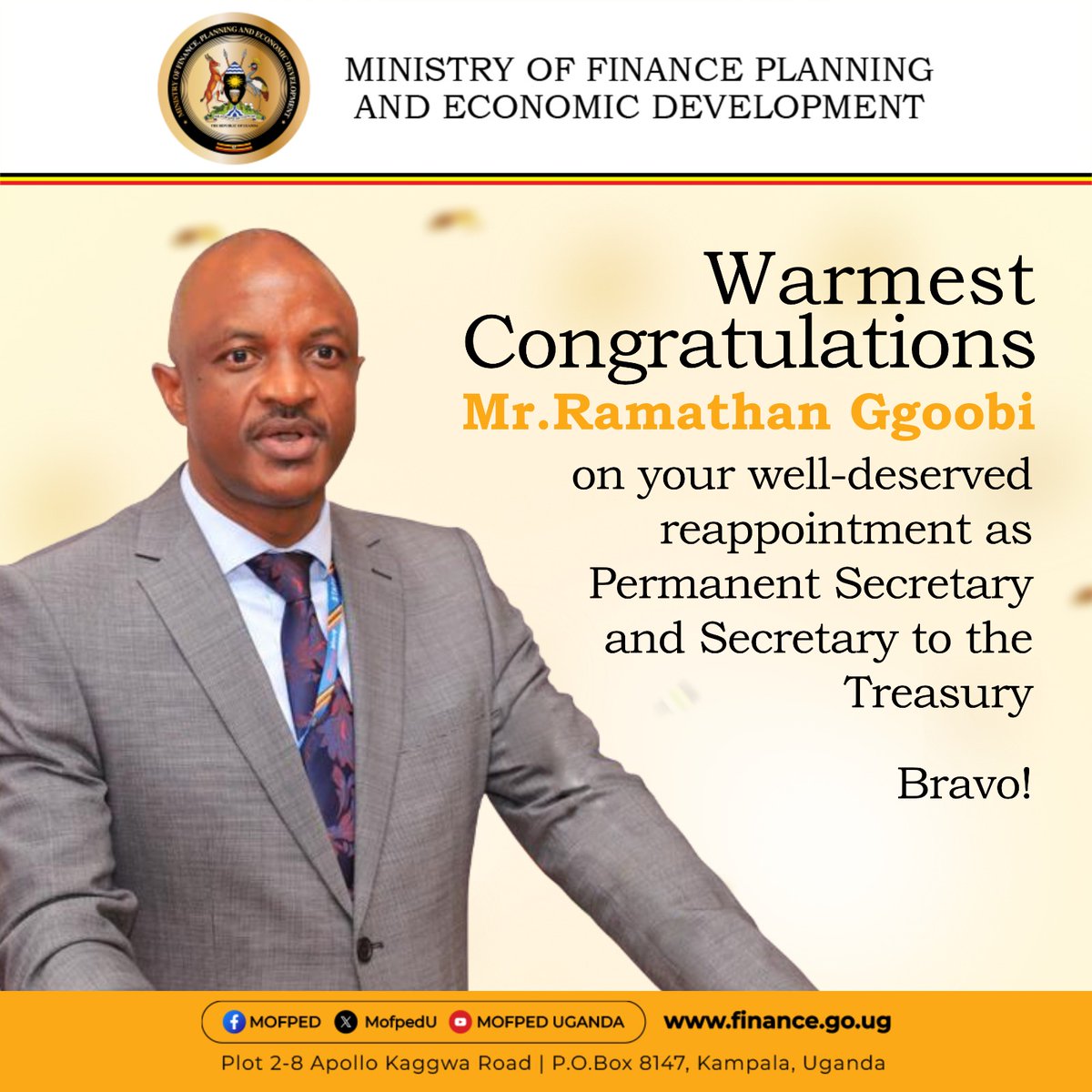 TheExplorerNews's tweet photo. BREAKING NEWS
H.E President @KagutaMuseveni has reappointed @rggoobi as Permanent Secretary & Secretary to the Treasury.
Total support to PSST @rggoobi as he continues to serve the country with focus on growing the economy. @TheExplorerNews
#CompetitiveEconomy
Nyamutoro Kenzo https://t.co/QSxIFhmIYq