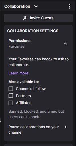 S_ART_ana's tweet photo. @Merrydawg It's easiest to opt out using these settings on your dashboard. I'm not about to start doing random collabs anyway, if I've planned a solo stream, I'm not about to turn it into a collab. I'm sure it's got uses in the just chatting sphere, but it ain't for me fam https://t.co/eVoxHqSVoz