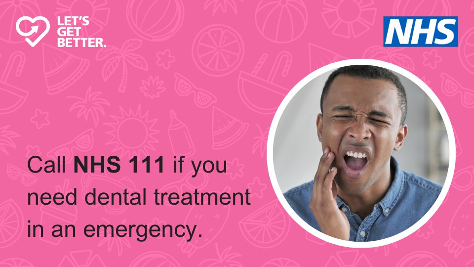 Access an NHS dentist out-of-hours or in an emergency. 🦷

NHS 111 can provide advice and arrange an appointment if you need urgent treatment.

Find out more ➡️ letsgetbetter.co.uk/bank-holiday