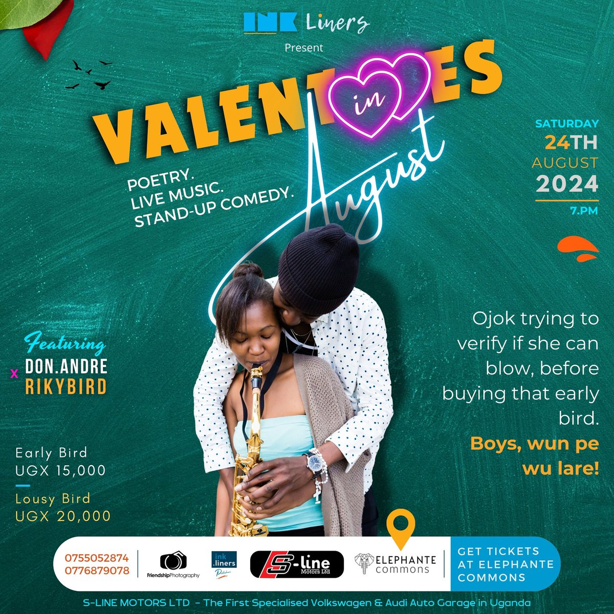 It's 'twos day' in Gulu and the weather today determines if you'll be at <a href="/ElephanteComns/">Elephante Commons</a> for the #ValentinesInAugust on 24th Solo or duo. 

Early bird tickets are selling fast, please secure yours at only 15K to book your spot. 

#poetry #poetrylovers #ThePoetryDate