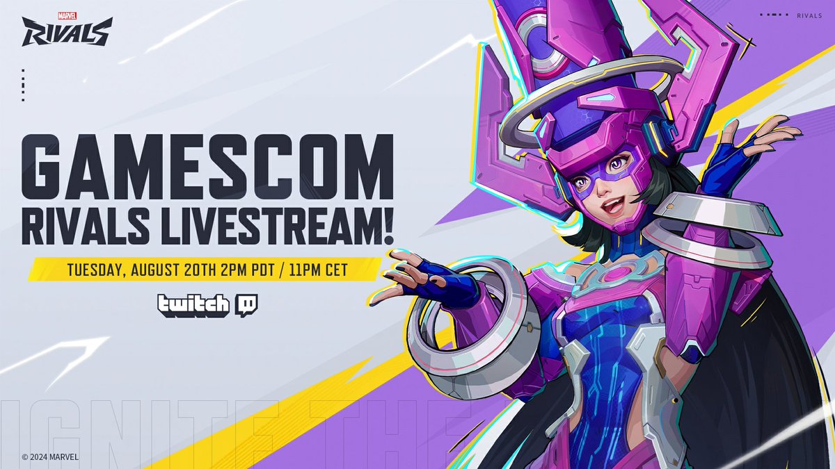 🔥Get Ready for the Ultimate Gamescom Rivals Livestream! 

Mark your calendars for 2PM PDT/11PM CET because you don’t want to miss this! Join us on Twitch for an exclusive stream featuring jaw-dropping CG reveals, brand new heroes gameplay, and so much more! 🎮