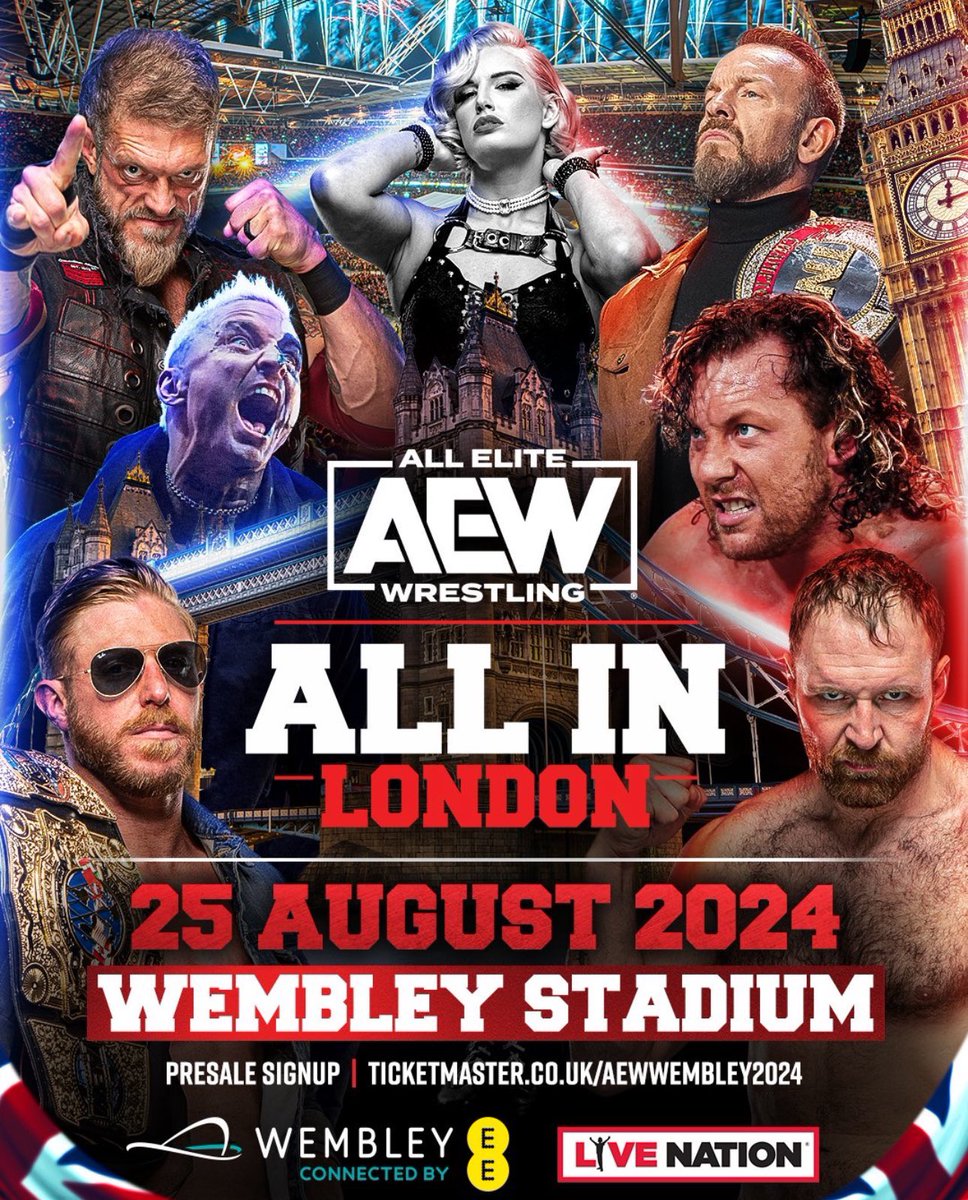 MJRobinsonStruc's tweet photo. 🚨 CALLING ALL AEW FANS, WRESTLING FANS &amp; ANYONE WHO WANTS A NIGHT OUT! 🚨

We will be giving away 12 seats to our private &amp; exclusive hospitality box at Wembley Stadium for the All Elite Wresting Event on Sunday, 25th August 2024. 🤼 https://t.co/IYSZEkRkZo