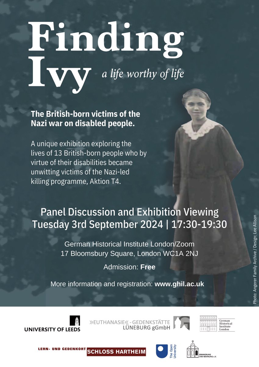 ghilondon's tweet photo. Join us on 3 September for an expert panel event accompanying our current exhibition 'Finding Ivy: A Life Worthy of Life' featuring curators Helen Atherton (@UniversityLeeds) and Simon Jarrett (@SimonJarrett6) in conversation with Christopher Dillon (@kingshistory). 

1/3 https://t.co/sjQsWtD84g