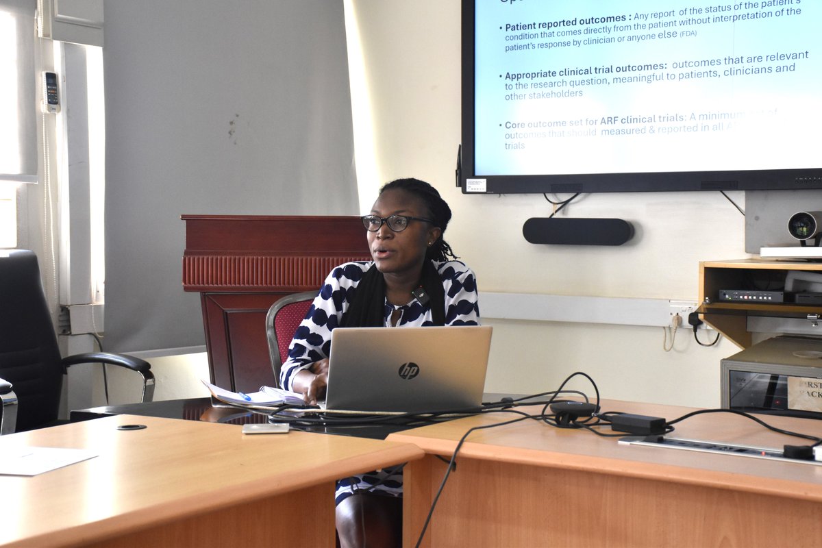 This is Dr. Emma Tina Ndagire, a #PhD fellow on the Impact Program. She is presenting her research titled; 'Developing outcomes measures for Acute Rheumatic Fever Clinical Trials.'