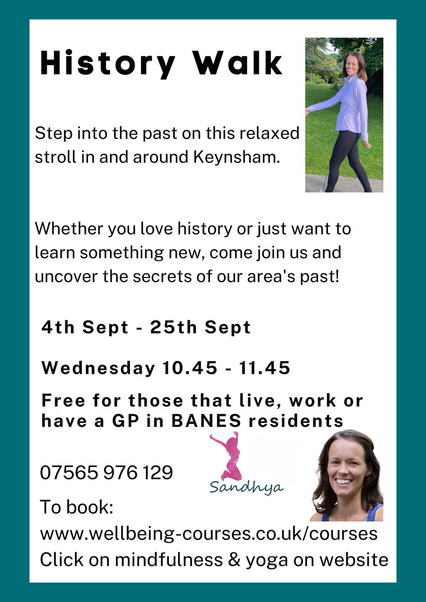 Gentle exercise whilst learning something about your local area. Book at wellbeing-courses.co.uk <a href="/banes3sg/">3SG</a> <a href="/keynshamvoice/">Keynshamvoice</a> <a href="/KeynshamTalking/">KeynshamTalkingNews</a> <a href="/VolunteerBANES/">BaNES Community Volunteer Service</a> <a href="/CWHBANES/">Community Wellbeing Hub</a>