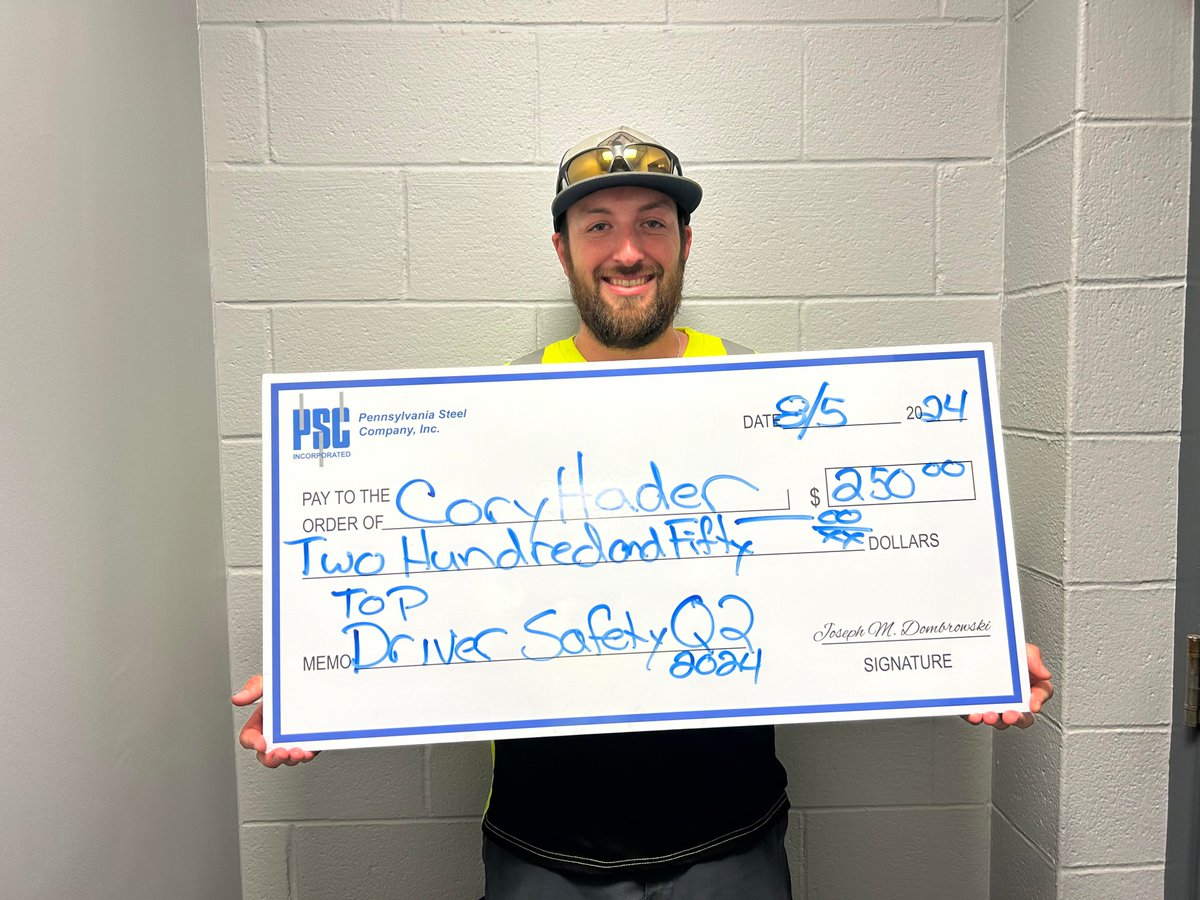 steel_pa's tweet image. 🎉 Congratulations to Cory Hader from our Cleveland Division for being named "Top Driver" for Q2 2024! Cory’s impressive 99 @Samsara Safety Score and 16,000+ miles driven are a testament to his commitment to safety and excellence. 🚛

#pasteel #topdriver #samsara #steelsupplier