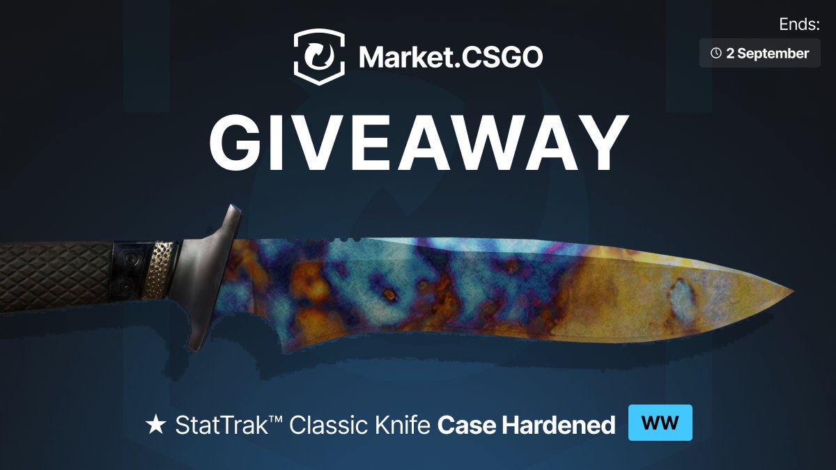 🎁 ★ StatTrak™ Classic Knife Case Hardened WW #GIVEAWAY 🎁

To enter:
✅ Follow <a href="/MarketCSGOcom/">Market.CSGO</a>
🔁 RT
📝 Tag at least one of your teammates in the comments

The Giveaway ends on 2 September.