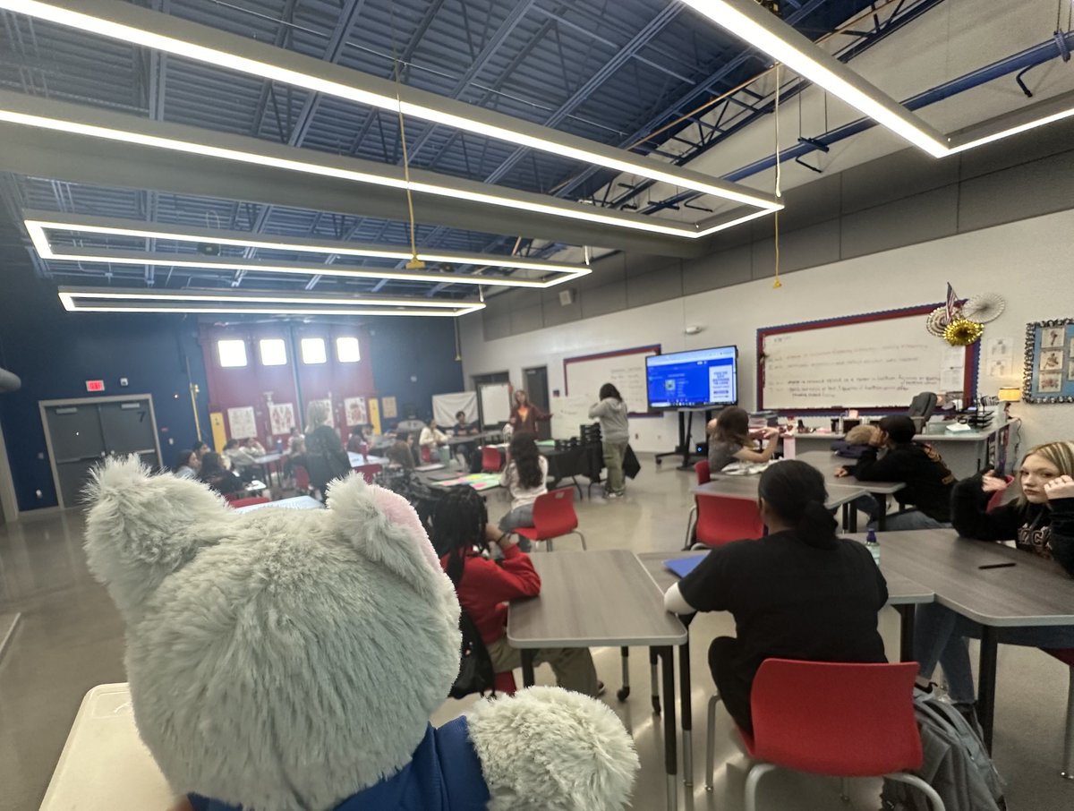 GPISD1's tweet image. Our “Wondering Wildcat” had his thinking cap on as he wandered through the Dr. Paul Clore CTE Training Center! There’s so much innovation and connection happening all over G-PISD, he’s sure to keep exploring … wonder where he’ll go next … ❤️💙 #goGPwildcats