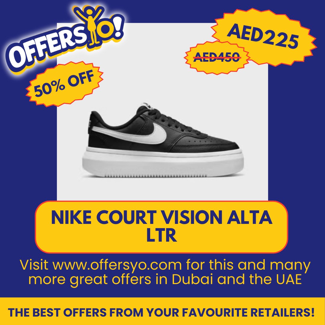 offersyo1's tweet photo. Today's top deal! Incredible discount on the Nike Court Vision Alta Ltr! Head over to https://t.co/lLIrAXrgt7 to find more great offers from your favorite stores! #uae #dubai #offersyo #OffersUAE #sale #nike #shoes #nikeshoes #nikesale #nikewomen #nikemen #backtoschool https://t.co/7NEOvorCSs