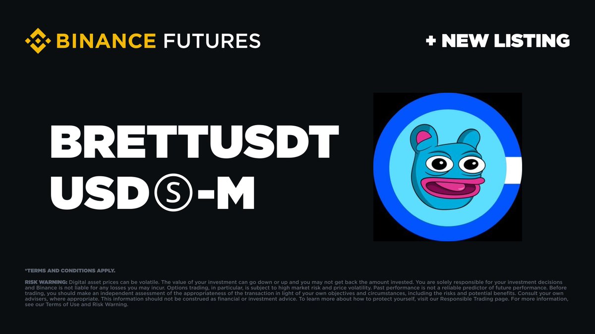 BinanceFutures's tweet image. #Binance Futures will launch USDⓈ-Margined $BRETT Perpetual Contract at    

🗓️ August 20 2024, 10:35 (UTC)    

Read more ➡️ binance.com/en/support/ann…