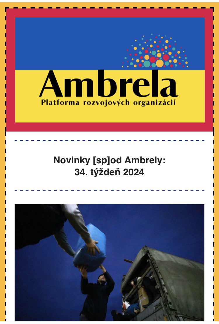 Ambrela_org's tweet photo. Vyšiel #newsletter z dielne platformy #Ambrela – Novinky [sp]od Ambrely. Je o práci našich humanitárnych organizácií, #WHD i pozvánke na októbrové #ADF. Vychádza s podporou #SR cez #SlovakAid a #EÚ cez program #StrongerRoots. Viac tu: https://t.co/0pYUprUszT #aid #osveta #devCoop https://t.co/EGYo1EbppS