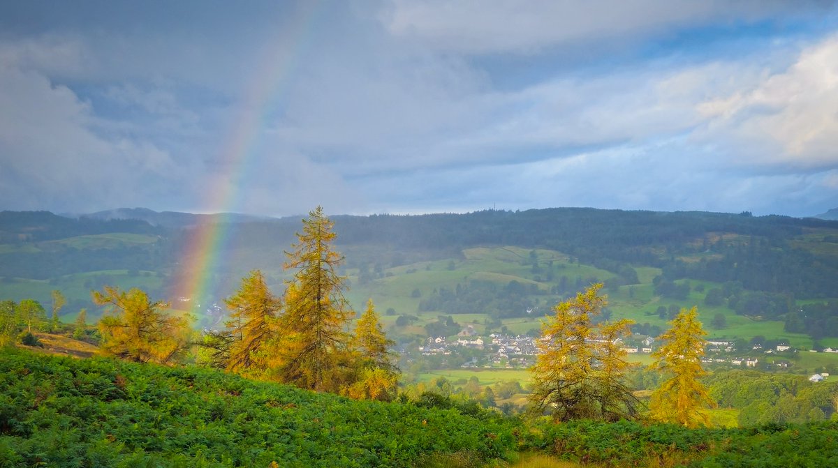 VisitHawkshead's tweet photo. After a very wet night, the sun is shining &amp; we were blessed with a rainbow this morning. It's all go for the Hawkshead Show!  #VisitHawkshead #Hawkshead #LakeDistrict @lakedistrictnpa @cumbriatourism @LakesCumbria @CumbriaWeather @golakes @TheLakesGuide https://t.co/254LU6yCFL