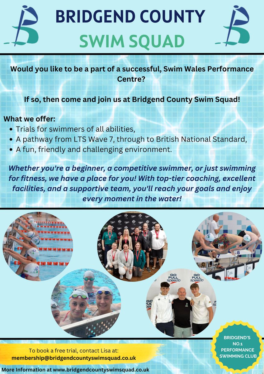 bridgendcounty's tweet photo. ⭐️Inspired by the Olympic Games? Why not book a trial at Bridgend’s No.1 Performance Swimming Club!⭐️ 

⭐️Wedi’ch ysbrydoli gan y Gemau Olympaidd? Trefnwch dreial ar gyfer Clwb Nofio Sir Pen-y-bont!⭐️ https://t.co/0st7txCJ1a