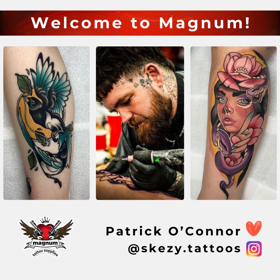 MagnumTattoo's tweet photo. We’re excited to introduce our newest sponsored artist, Patrick O'Connor! ❤️
Patrick's incredible talent was recently recognised when he won Best Neo-Traditional at the Cornwall Tattoo Convention!
Welcome, Patrick!
#magnumtattoosupplies #patrickoconnor #skezytattoos https://t.co/mw4PQ0BsYZ