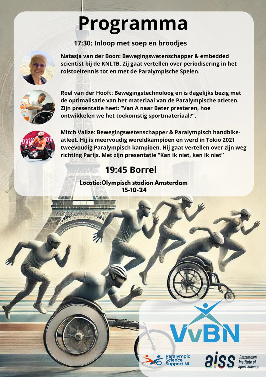 VvBN (@vvbn_nieuws) on Twitter photo 🚨De VvBN interessegroep Revalidatie organiseert in samenwerking met <a href="/AISS_nl/">Amsterdam Institute of Sport Science</a> en Paralympic Science Support NL een themabijeenkomst op dinsdag 15 oktober. Het onderwerp is:
Bewegingswetenschappen en de <a href="/Paralympics/">Paralympic Games</a> 24
🔗Schrijf je hier in: docs.google.com/forms/d/e/1FAI… 🚨De VvBN interessegroep Revalidatie organiseert in samenwerking met <a href="/AISS_nl/">Amsterdam Institute of Sport Science</a> en Paralympic Science Support NL een themabijeenkomst op dinsdag 15 oktober. Het onderwerp is:
Bewegingswetenschappen en de <a href="/Paralympics/">Paralympic Games</a> 24
🔗Schrijf je hier in: docs.google.com/forms/d/e/1FAI…
