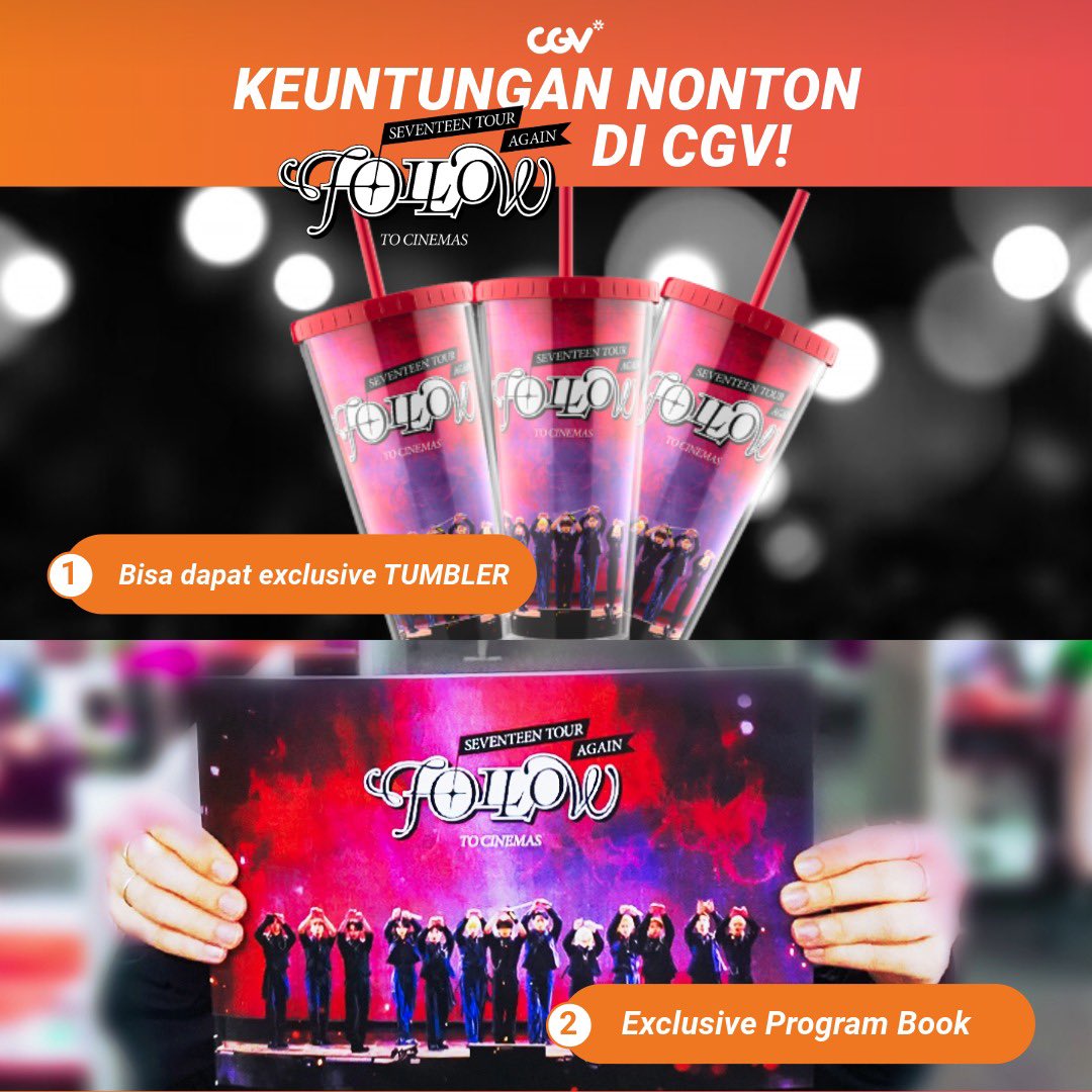 CGV_ID's tweet photo. Panggilan kepada Carat, jangan sampai ketinggalan! Ini loh yang bakal kamu dapetin kalo nonton <SEVENTEEN TOUR 'FOLLOW' AGAIN TO CINEMA> di CGV.

Cek cara dapetinnya di web atau aplikasi CGV.

#SemuaSerudiCGV
#SEVENTEEN https://t.co/rdqfYugzca