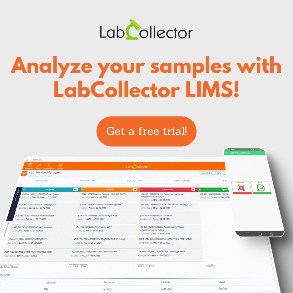 agilebio's tweet image. 🔬 Analyzing samples has never been easier. With LabCollector LIMS, your lab stays organized, efficient, and ready to deliver results. Make science simple, make it fun! 🎉

Learn more: labcollector.com/add-ons/test-m…

#LabCollector #LIMS #Samples #Testing #Reporting