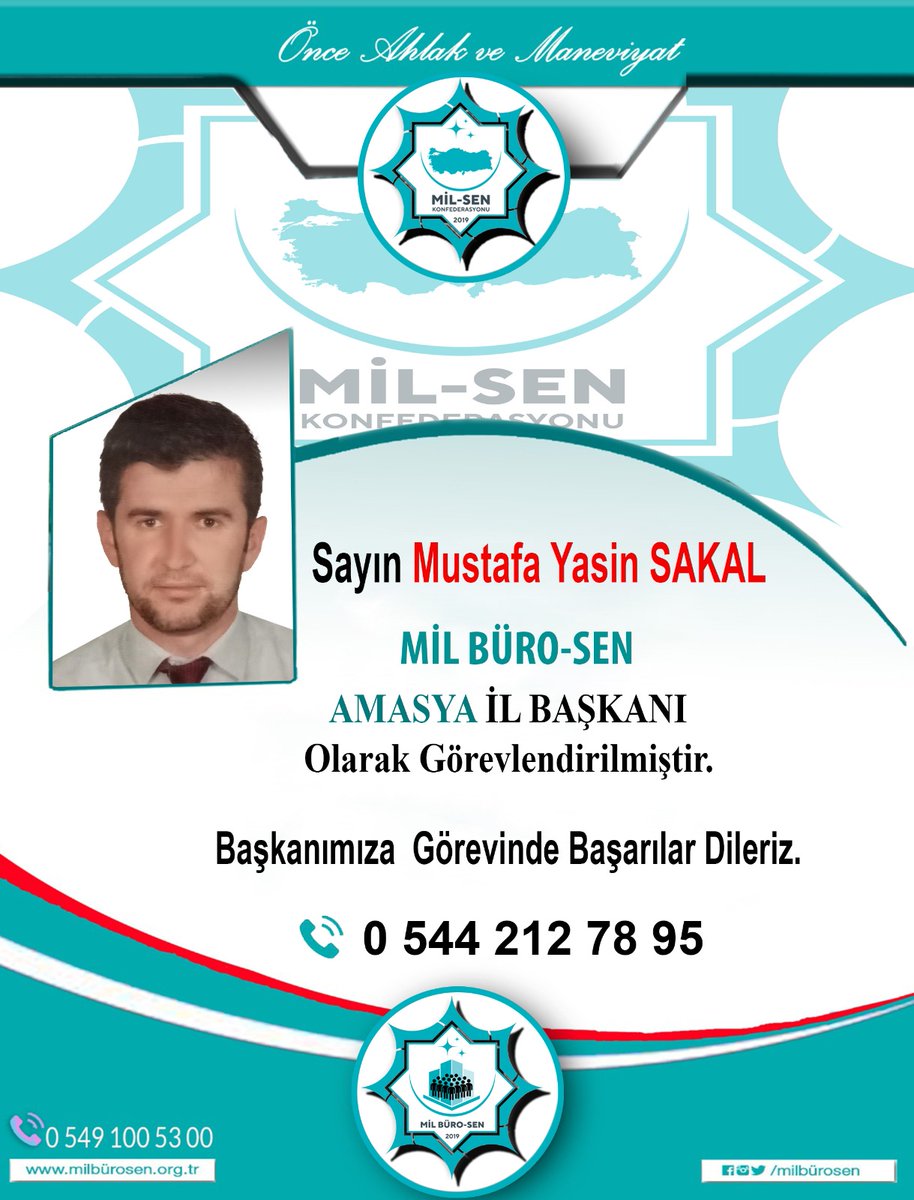 mucahit2929's tweet photo. #Amasya İçin #MilBüroSen vakti!
Özlenen ve beklenen sendikacılık için yola çıkan #MilBüroSen tüm Türkiye'de büyümeye devam ediyor.

#MilBüroSen Amasya İl Başkanı Olarak Mustafa Yasin SAKAL  Atanmıştır. Başkanımıza yeni görevinde başarılar diliyorum.

Artık Büro Sendikacılığında Alternatif Var, #MilBüroSen Var.
İlkeli sendikacılığın yeni adredinde yer almak istiyorsanız size bir telefon kadar yakınız.
İletişim:0549 100 53 00
#MilSen
@milsenofficial
@Mil_Burosen
@MaarifSen
@Mil_DiyanetSen
@milbelsen
@saglikmilsen
@Milbyndr
@Milulastirmase1
@milenerjisen
@yokusoglu