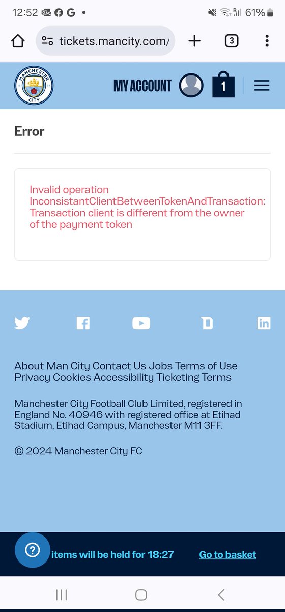 Craigsand1980's tweet photo. @ManCityHelp I keep getting this error message when trying to purchase my sons flexi gold ticket. What should I do? https://t.co/XrV14UUTDo