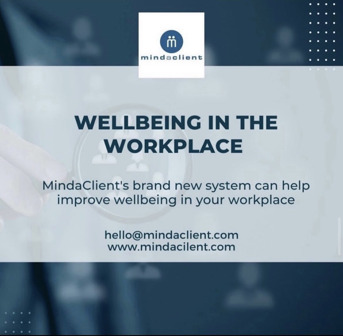 MindaClient's tweet photo. We would be delighted to talk to you about our brand new system that can help you manage wellbeing in the workplace.

Talk to our team at #mindaclient
Email hello@mindaclient.com

#wellbeing #mindful #business #care #workplace https://t.co/c6bfTeDOzp