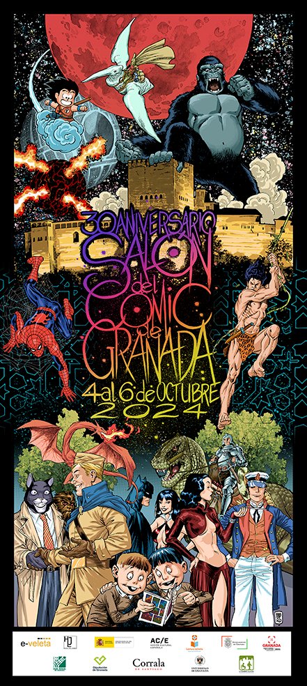 Cartelazo del gran @JssMerino para el 30 aniversario del Salón del Cómic de #Granada #comicGR

Ya sabéis, 4-6 octubre en la Fuente de las Batallas

Más info en saloncomicgranada.com