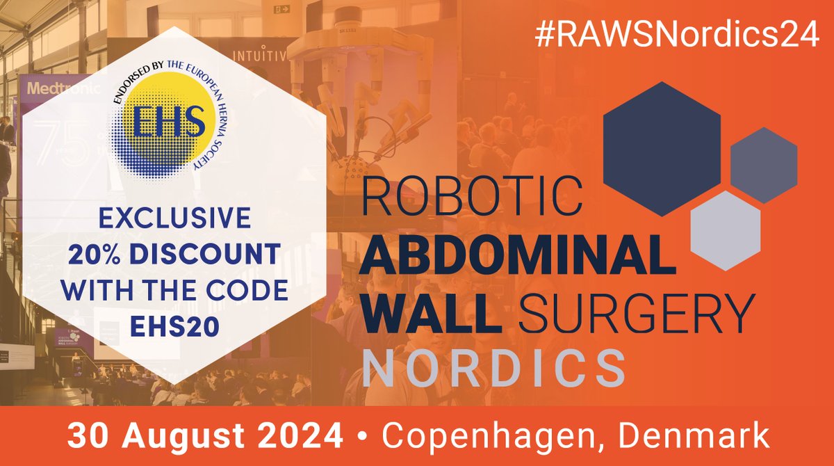 Robotic Abdominal Wall Surgery (@roboticwall) on Twitter photo Secure your place in Copenhagen and save 20% with code EHS20 for all <a href="/eurohernias/">European Hernia Society</a> members.
This is your last chance to benefit from this exclusive discount and dive into the latest advancements in robotic abdominal wall surgery.
Register here: rawsnordics.com/rawsnordics202… Secure your place in Copenhagen and save 20% with code EHS20 for all <a href="/eurohernias/">European Hernia Society</a> members.
This is your last chance to benefit from this exclusive discount and dive into the latest advancements in robotic abdominal wall surgery.
Register here: rawsnordics.com/rawsnordics202…
