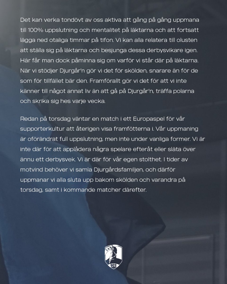 Ultra Caos Stockholm om derbyt och kommande matcher.