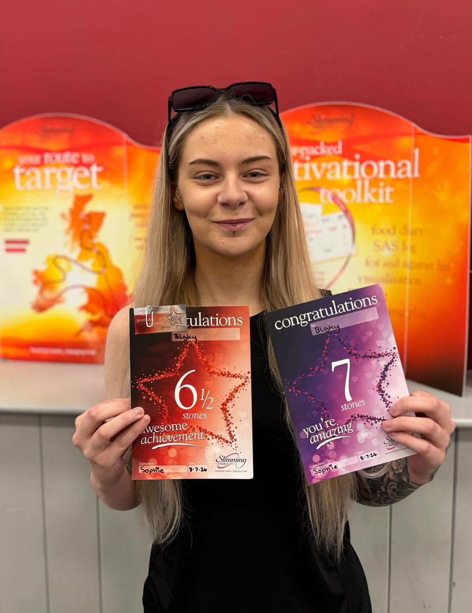 SlimmingWorld's tweet photo. What award are you working towards 🌟? Blghy’s picked up two awards at her Slimming World group after losing a total of 7st 🥳🙌.  

📸: Sophie (sophie_swconsultant on Instagram) https://t.co/KAfxwo9k3V