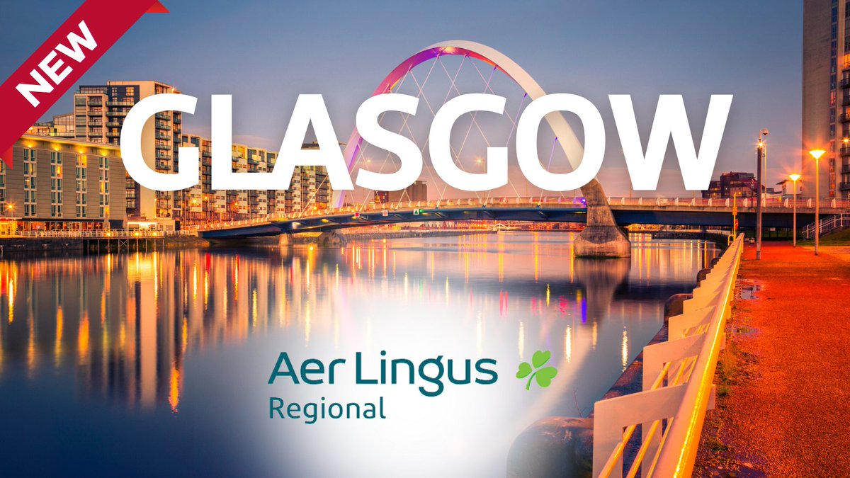 🚨 NEW ROUTE! 🚨

From October 27 next, <a href="/AerLingus/">Aer Lingus</a> Regional will start a new, year-round service to <a href="/GLA_Airport/">Glasgow Airport ✈️</a>! 🏴󠁧󠁢󠁳󠁣󠁴󠁿 ☘️

Operating on Mon, Thurs, Fri and Sun, tickets are now on sale with fares starting at €39.99 one-way. 

Book now on aerlingus.com

#LoveTakingOff