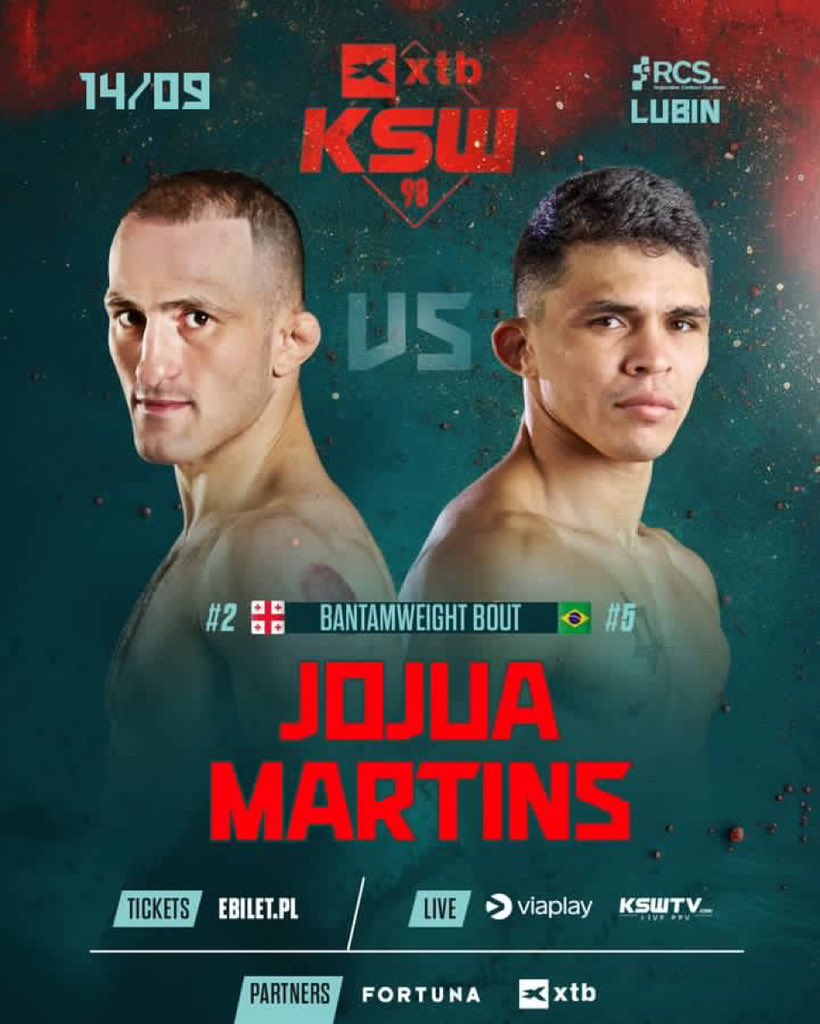 CzasNaMMA's tweet image. Ogłoszenie na  #KSW98 ❗️🚨

Zuriko Jojua po nieudanej próbie zdobycia tytułu na #KSW92 nie zamierza robić kolejnej długiej przerwy i wraca do klatki już we wrześniu. 🔥

Werlleson Martins również do tej walki będzie podchodzić po porażce, której doznał z Polischuckiem na #KSW90.…