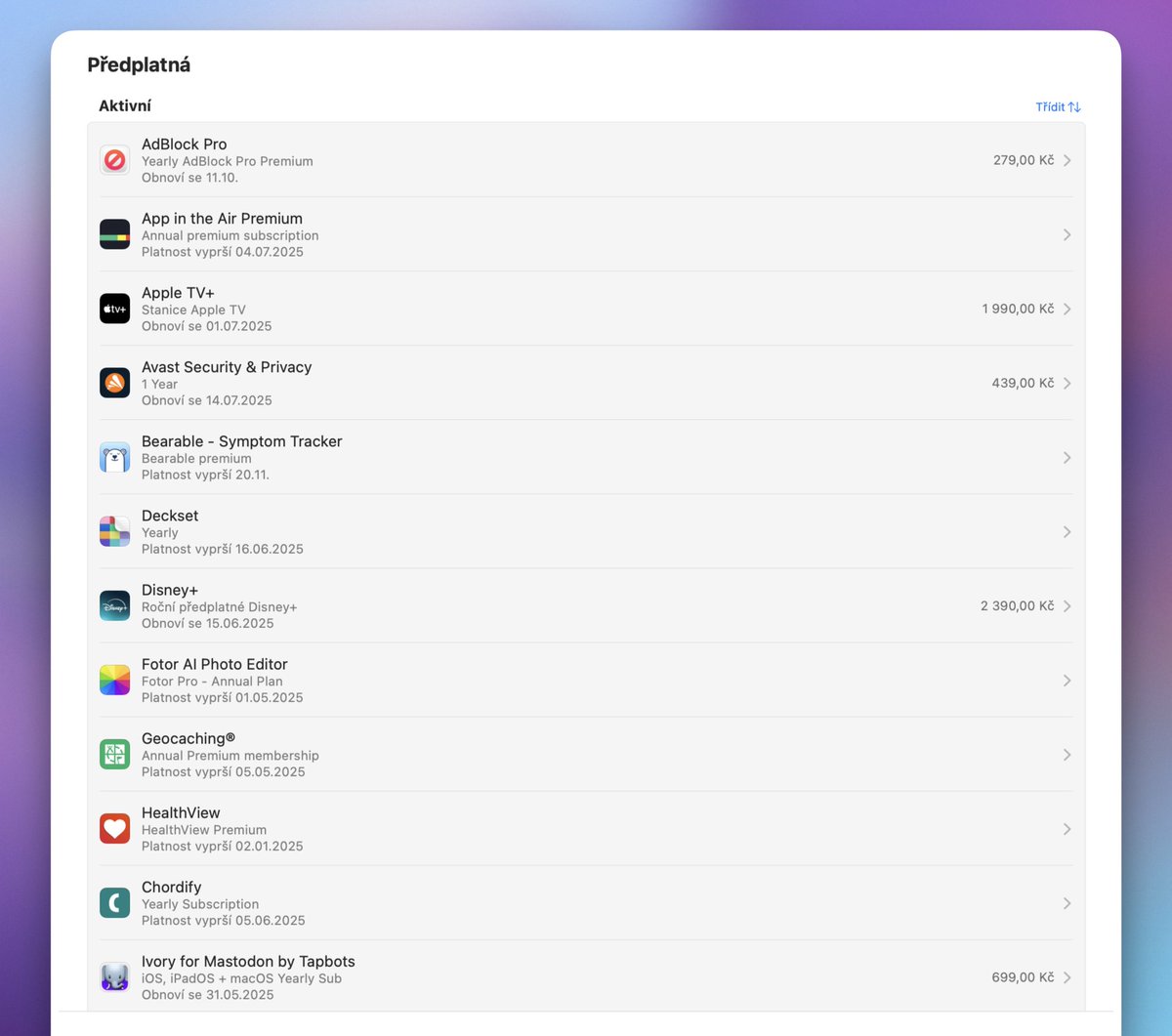 lifehackycz's tweet image. Víte, jaká předplatná v App Store máte aktivní? Pokud jste jako já a občas něco zkoušíte, budete asi překvapeni.

Tip: kliknutím na apps.apple.com/account/subscr… na  iPhonu/iPadu/Macu se vám automaticky otevře rozhraní s předplatnými:  a letní kontrola výpalných může začít! 🩳