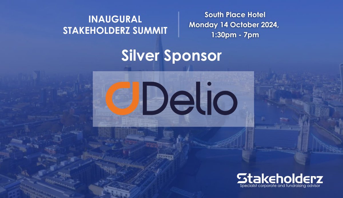 A big shoutout to Delio for being the silver sponsor at the Stakeholderz Summit! We're thrilled to have you on board.

Secure your spot today by clicking on the link below to register.
lnkd.in/gRB65gAx

#sponsor #investor #EVENT #Sustainability #Innovation #technology