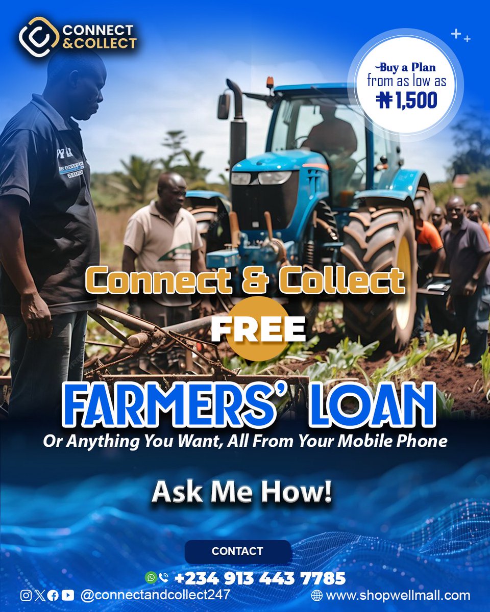 connectncollect's tweet photo. Farming is hard work, but getting the financial support you need shouldn’t be.🤗

With just your mobile phone, refer people to #connect via the Connect &amp; Collect App and #collect a great incentive immediately after.
The more you connect, the more you collect. https://t.co/yPBGKuE2Ps