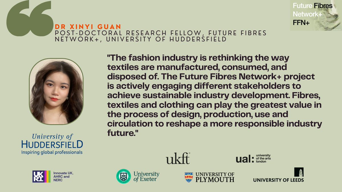 Introducing Dr Xinyi Guan: We’re thrilled to welcome Dr Xinyi Guan to our project team! 🎉. Xinyi is working with the Future Fibres Network team at <a href="/UniHuddersfield/">Uni Huddersfield</a> <a href="/UniofExeter/">University of Exeter</a> <a href="/UAL/">University of the Arts London</a> <a href="/UniversityLeeds/">University of Leeds</a> <a href="/KJWyles/">Kayleigh Wyles</a> <a href="/maxkelly99/">Dr Max Kelly</a>

<a href="/ProfRThompson/">Prof. Richard C Thompson OBE FRS</a>

@PlymUn

@ukri

@nerc

@UKFTorg